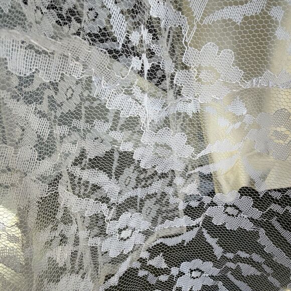 VTG 50s 60s Lace Bridal Party Dress Cream White Cottagecore Prairie Fit Flare S - Picture 10 of 16